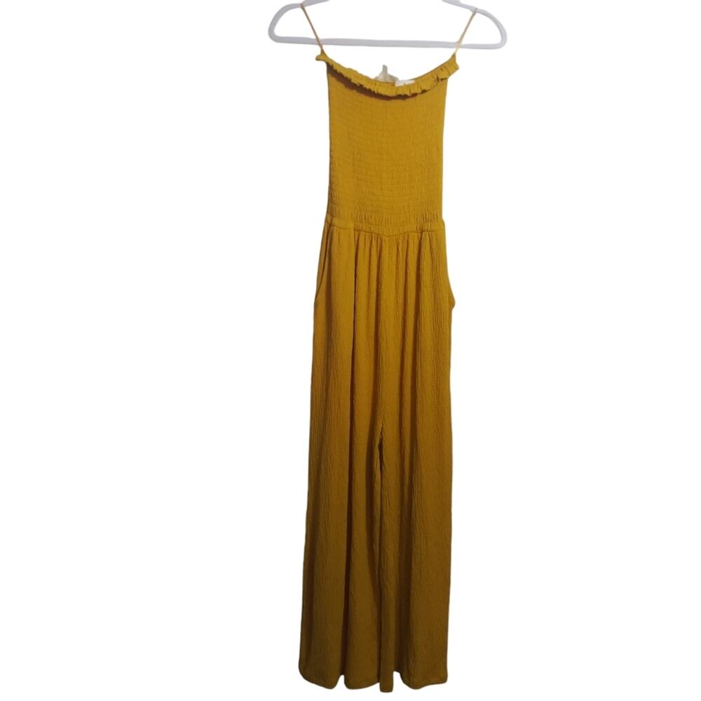Love Tree Women Yellow Jumpsuit Wide Leg Sleeveless Size M